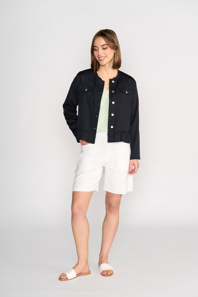 BUTTON UP JACKET FRILL HEM