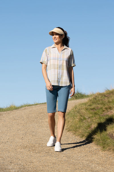 DROPPED SHOULDER SHIRT W/ ROUNDED HEM