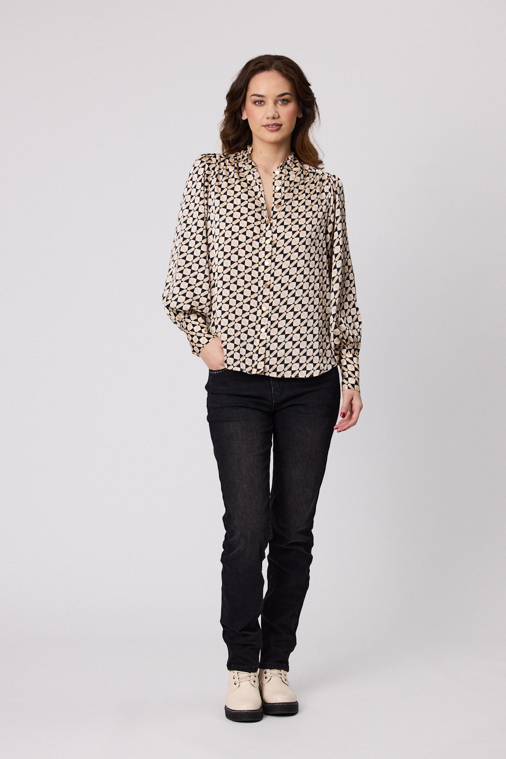 EMILLA PRINTED SATIN TOP