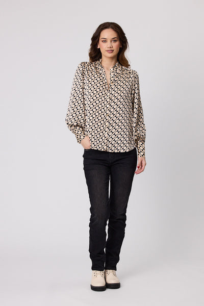 EMILLA PRINTED SATIN TOP