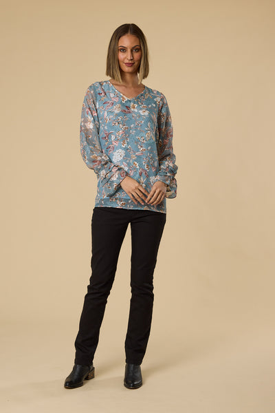 BELLA RUFFLE CUFF LINED BLOUSE