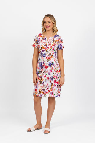 S/S PRINTED LIGHTWEIGHT FITTED DRESS