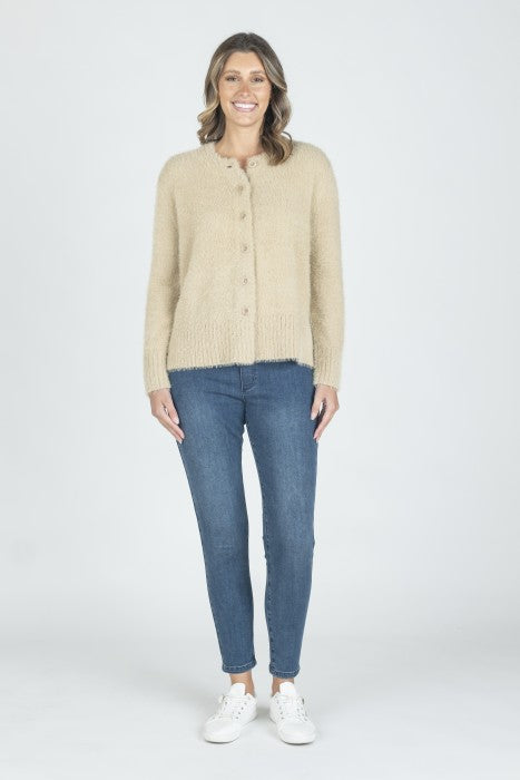 BUTTONED FLUFFY CARDI