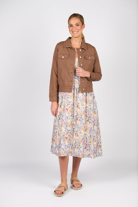 LINEN JACKET WITH FRAYED SEAMS