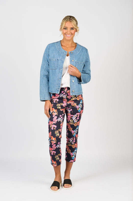 COLLARLESS DENIM JACKET