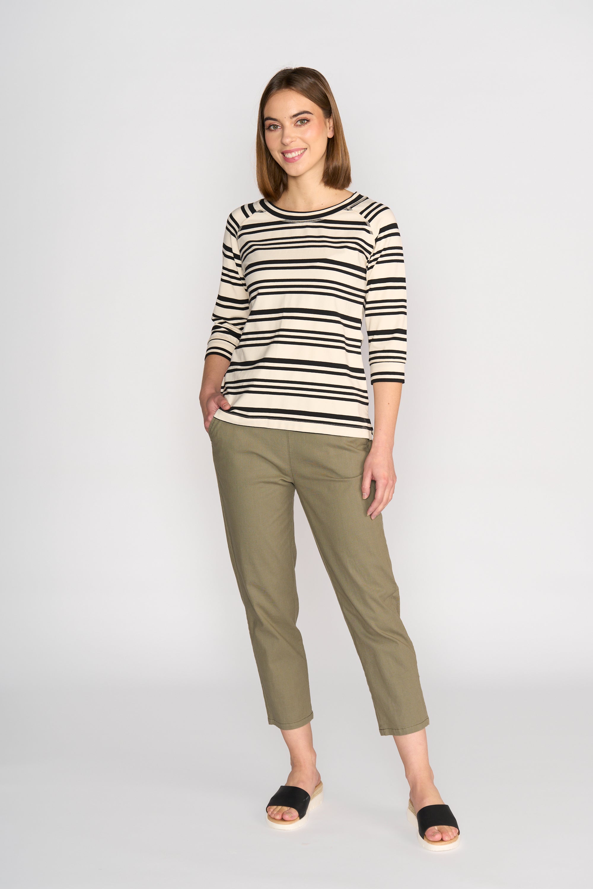 BOAT NECK 3/4 SLEEVE TOP