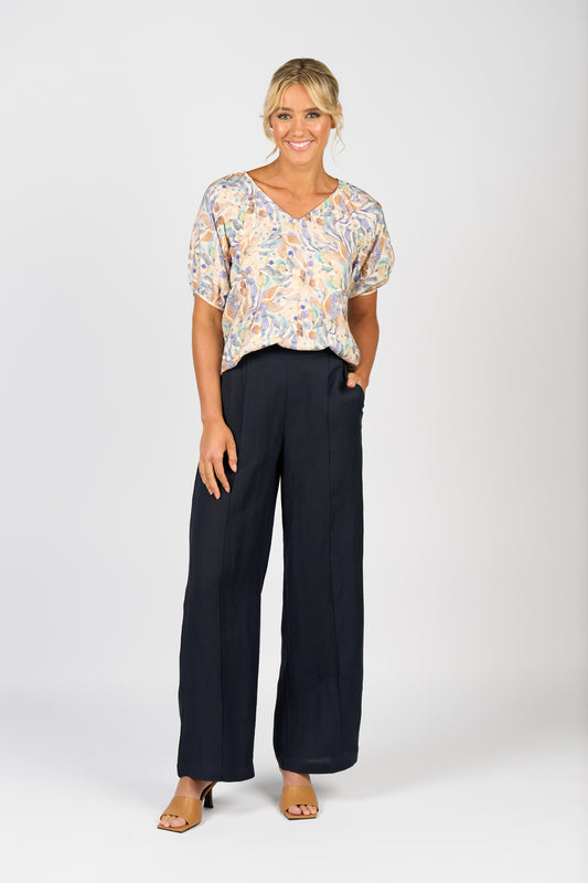 WIDE LEG FULL LENGTH ELASTIC BACK PANT
