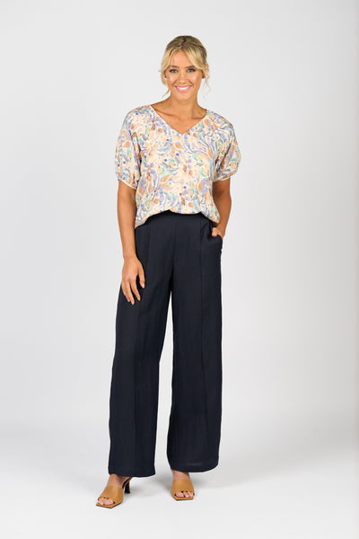 WIDE LEG FULL LENGTH ELASTIC BACK PANT