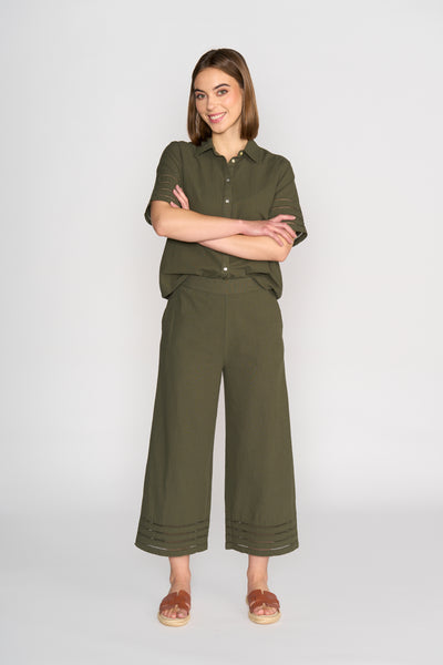 WIDE LEG 7/8 LENGTH  CUFF TRIM PANT