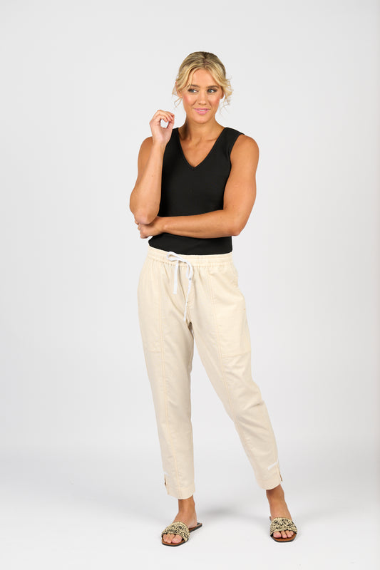 RELAXED ANKLE GRAZER CONTRAST TRIM PANT