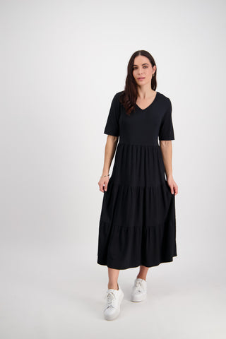 ROUNK NECK S/S TIRED DRESS