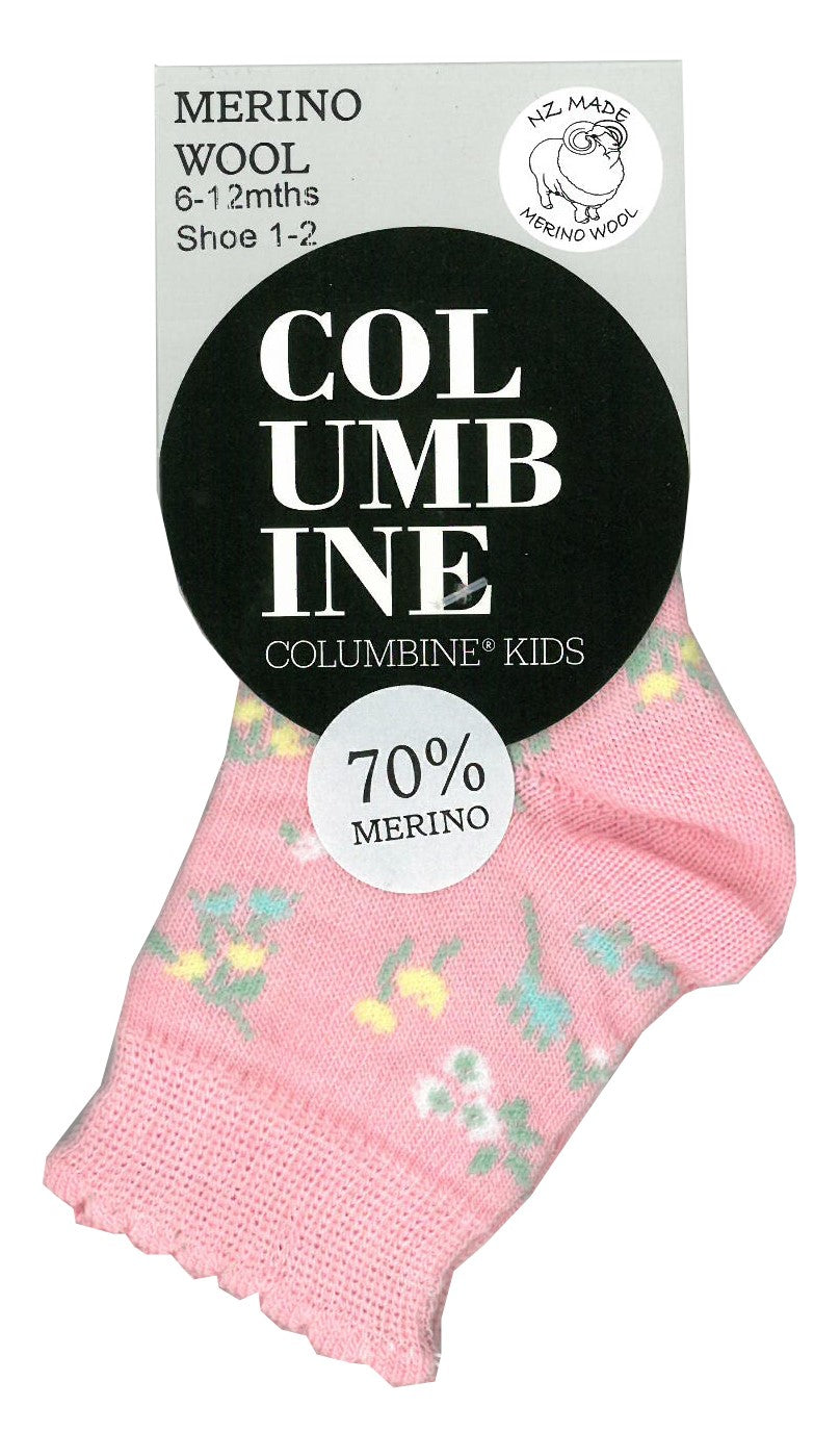 KIDS MERINO FLORAL CREW SOCKS