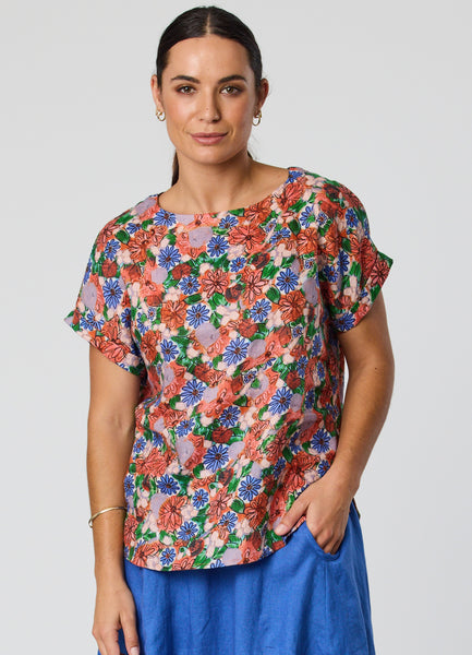 CAP SLEEVE LINEN TOP