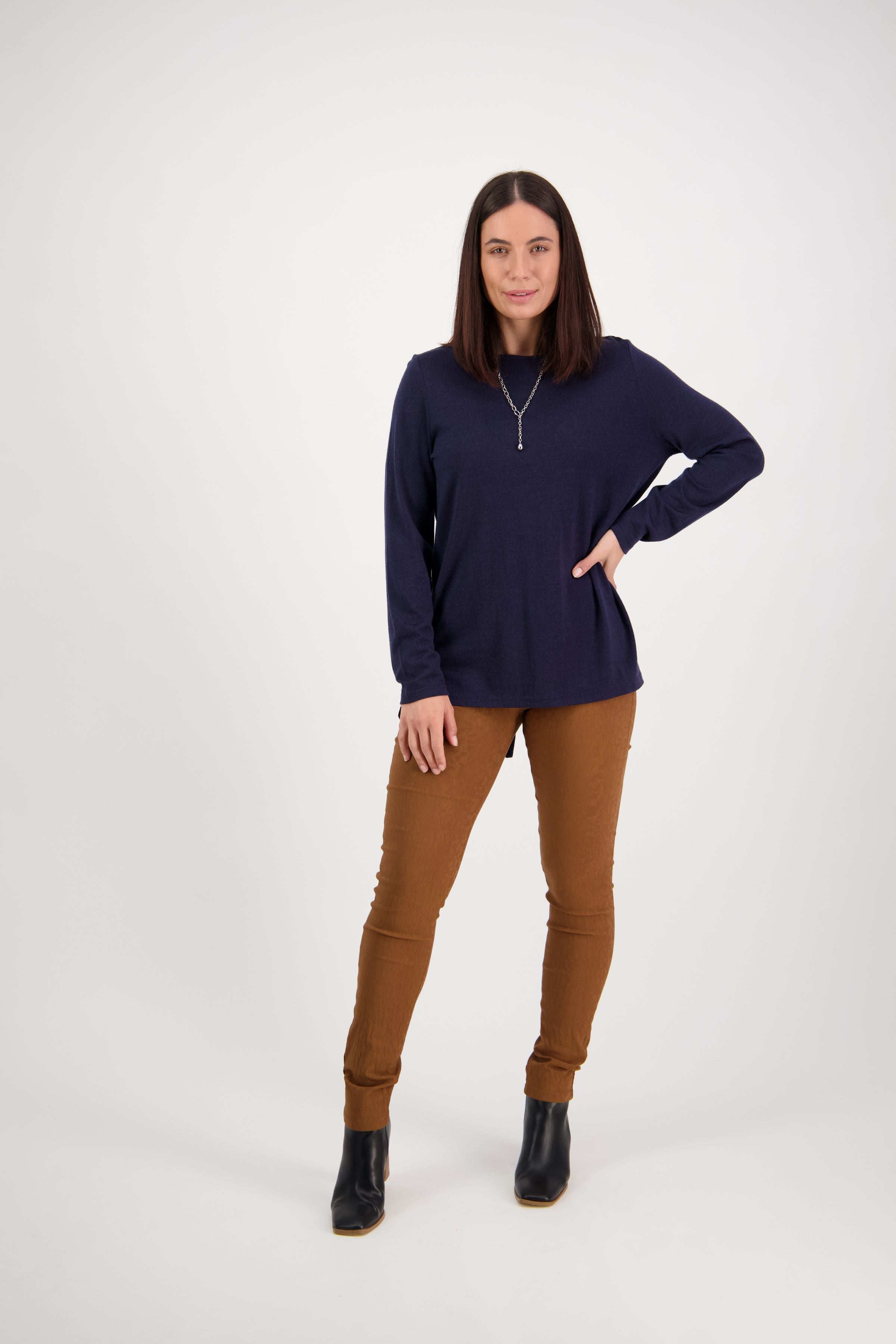 MERINO L/S BUTTON BACK