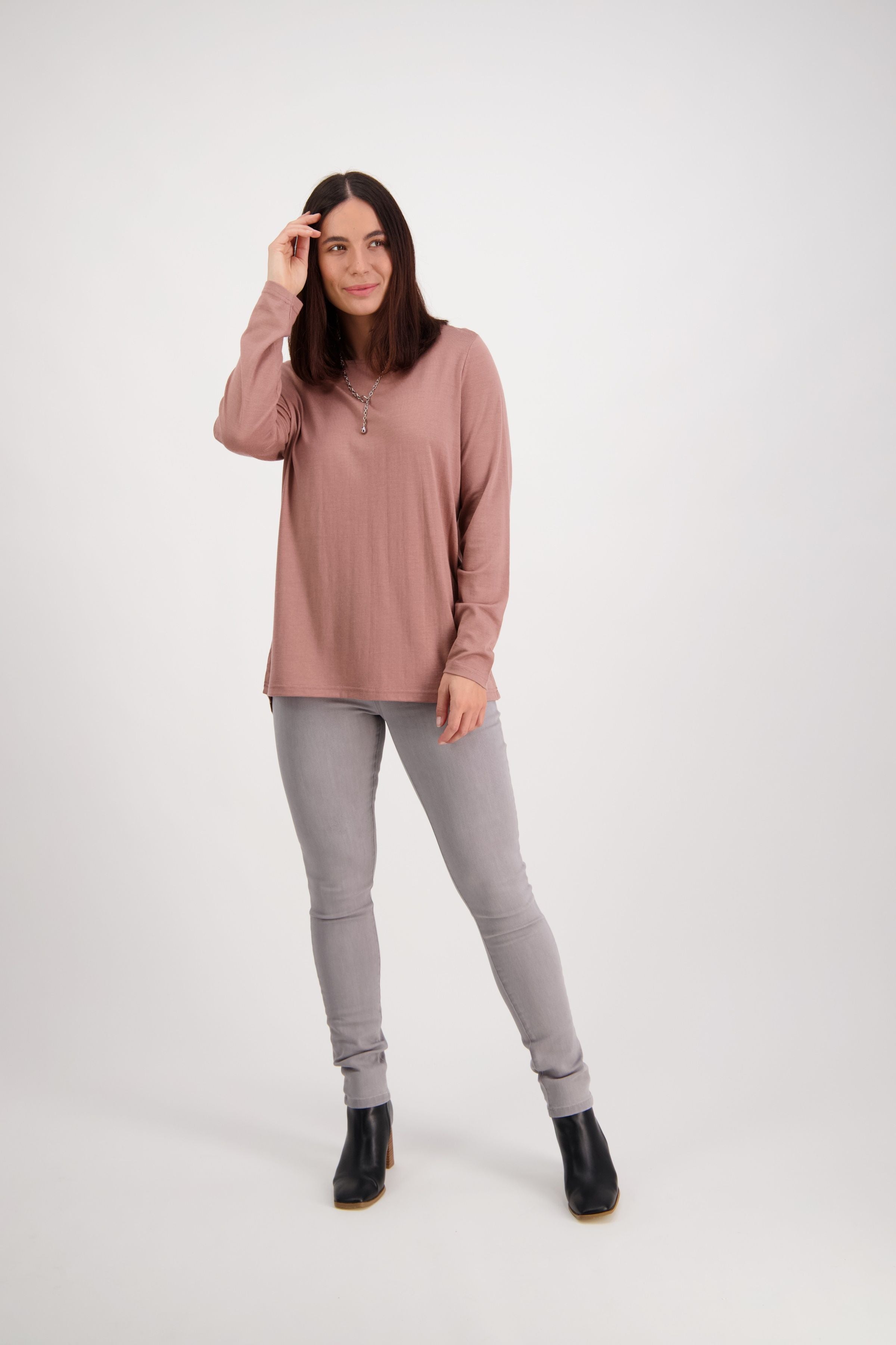 MERINO L/S BUTTON BACK