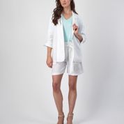 LINEN BLAZER WITH TIE SLEEVE CUFF